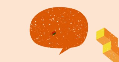 Geometrik şekilli Risograph konuşma balonu animasyonu. Moda riso grafik tasarım videosunda nesne taşınıyor.