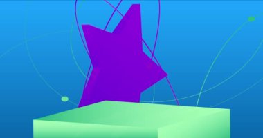 Turkuaz, Mor ve mavi model ürün animasyonu. Silindir kaidesel podyum videosu. Sunum için sahne gösterisi.