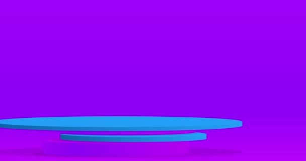 Animazione Visualizzazione Del Prodotto Mockup Turchese Viola Blu Cilindro Piedistallo — Video Stock