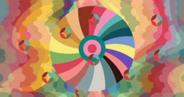 70 'lerin klasik arka plan animasyonu. 1970 'lerin sanat videosu. Minimalist eski moda gökkuşağı renkli sanat eserleri.