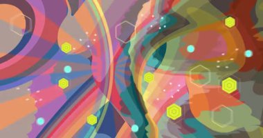 70 'lerin klasik arka plan animasyonu. 1970 'lerin sanat videosu. Minimalist eski moda gökkuşağı renkli sanat eserleri.