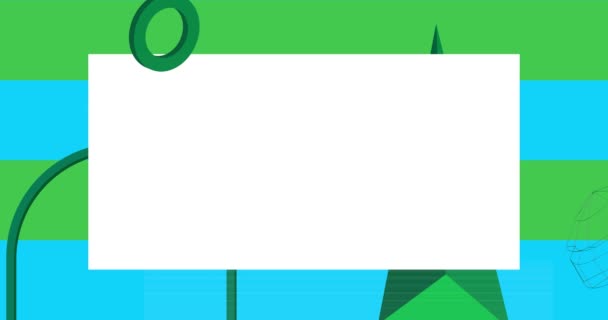 Зеленый Синий Геометрический Графический Ретро Тематический Фон Белым Местом Текстового — стоковое видео