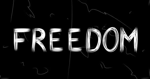 Libertad Palabra Animación Vieja Tira Película Caótica Con Efecto Grunge — Vídeo de stock