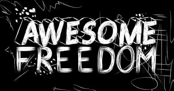 Niesamowita Animacja Słowa Wolność Starego Chaotycznego Paska Filmowego Efektem Grunge — Wideo stockowe