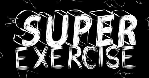 Super Exercise Słowo Animacja Starego Chaotycznego Paska Efektem Grunge Zajęty — Wideo stockowe