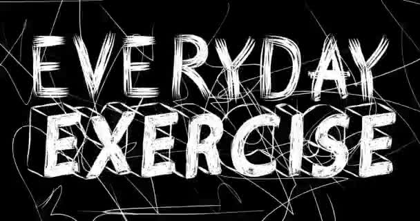 Everyday Exercise Word Animation Old Chaotic Film Strip Grunge Effect — Stock Video