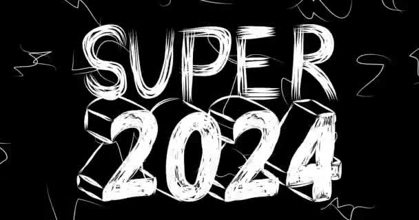 Super 2024 Animación Numérica Vieja Tira Película Caótica Con Efecto — Vídeo de stock