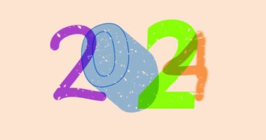 Geometrik şekilli 2024 numaralı Risograph animasyonu. Moda riso grafik tasarım videosunda nesne taşınıyor.