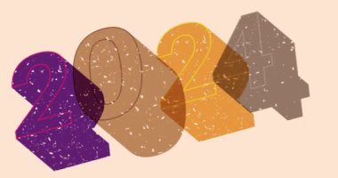 Geometrik şekilli 2024 numaralı Risograph animasyonu. Moda riso grafik tasarım videosunda nesne taşınıyor.