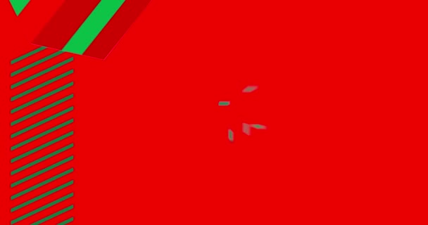 赤と緑のギフトボックスと幾何学的なグラフィックレトロの休日のテーマの背景ビデオ 最小幾何学的要素アニメーション ヴィンテージの抽象的な形 広告のためのイラスト — ストック動画