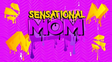 Sansasyonel anne. Graffiti etiketi. Soyut modern sokak sanatı dekorasyonu kentsel resim tarzında gerçekleştirildi.