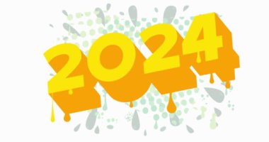 2024 Graffiti etiket animasyonu. Soyut modern sokak sanatı dekorasyon videosu kentsel resim tarzında sahnelendi.