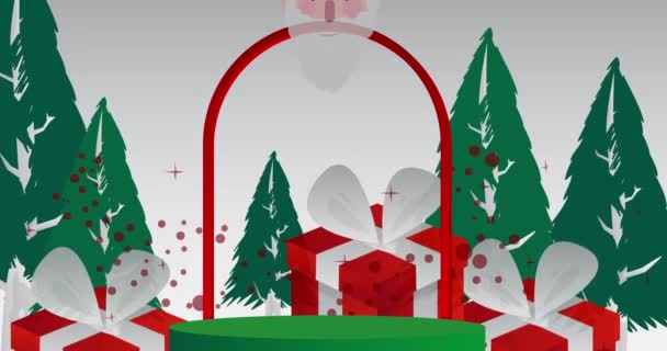 Christmas Mockup Product Display Animation Santa Claus Pine Tree Gift — Stock Video