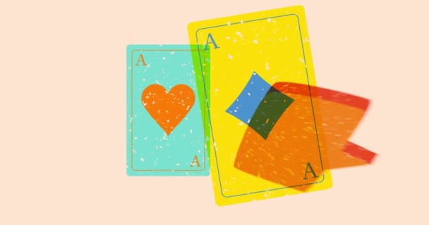Risograph Playing Card Com Bolha Fala Formas Geométricas Animação Movendo — Vídeo de Stock