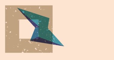 Renkli geometrik şekiller animasyon. Moda riso grafik tasarımlı nesne. Geometri ögeleri soyut risograph doku tarzı video.