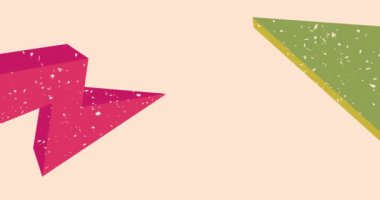Renkli geometrik şekiller animasyon. Moda riso grafik tasarımlı nesne. Geometri ögeleri soyut risograph doku tarzı video.