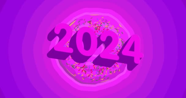 Фиолетовый Тоннель Концентрических Пончиков Номером 2024 Мультфильм — стоковое видео