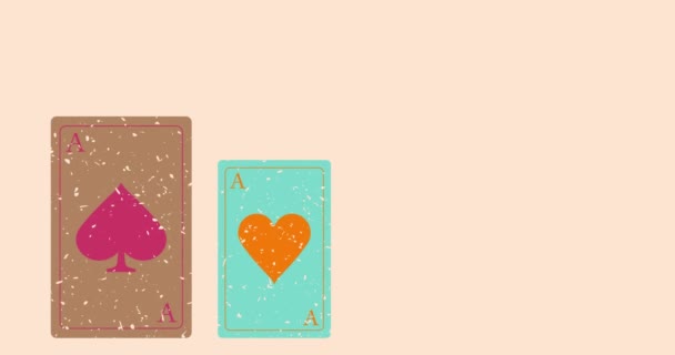 Risograph Playing Card Com Animação Formas Geométricas Movendo Objeto Moda — Vídeo de Stock