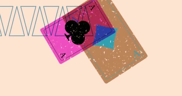 Risograph Hrací Karta Animací Geometrických Tvarů Přesouvání Objektu Módním Videu — Stock video