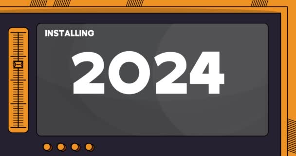 Υπολογιστής Κινουμένων Σχεδίων Τον Αριθμό 2024 Βίντεο Μήνυμα Οθόνης Που — Αρχείο Βίντεο