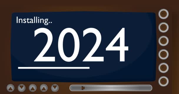 Υπολογιστής Κινουμένων Σχεδίων Τον Αριθμό 2024 Βίντεο Μήνυμα Οθόνης Που — Αρχείο Βίντεο