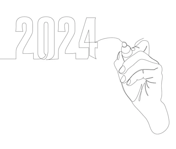 Keçeli kalemle yazılan 2024 numaralı aralıksız satır. İnce Çizgi Çizimi Vektör Konsepti. Contour Yaratıcı Fikirler Çiziyor.