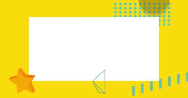 Mavi ve sarı geometrik grafik retro temalı arka plan animasyonu metin için kullanılacak. Asgari geometrik elementler çerçeve video. Reklam için klasik soyut şekiller.