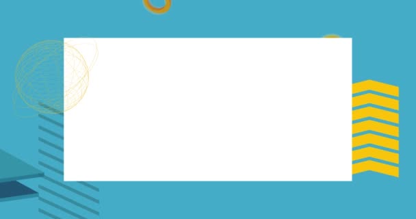 Синий Желтый Геометрические Графические Ретро Тема Фон Aniamation Местом Текста — стоковое видео