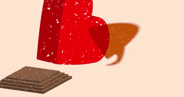 Ризографічне Червоне Серце Анімацією Мовної Бульбашки Геометричними Фігурами Переміщення Єкта — стокове відео