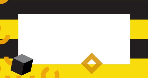Чорний Жовтий Геометричний Графічний Ретро Тематичний Фон Місцем Тексту Мінімальні — стокове відео