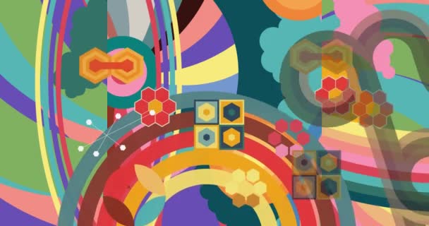 Groovy Retro 70S バックグラウンドアニメーション カラフルな70年代のアートビデオ 最小限のヴィンテージ 古風な虹色のアートワーク — ストック動画