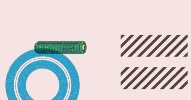Geometrik şekilli Risograph Flashlight animasyon. Moda riso grafik tasarım videosunda nesne taşınıyor.