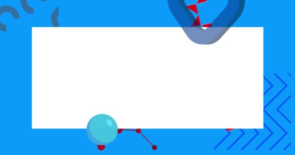 青と赤の幾何学的なグラフィックレトロテーマの背景 テキストのための場所を含む 最小幾何学的要素フレームビデオ 広告のためのヴィンテージの抽象的な形 — ストック動画
