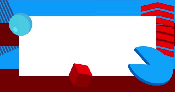Niebieski Czerwony Geometryczny Graficzny Retro Motyw Animacji Tła Miejscem Tekst — Wideo stockowe