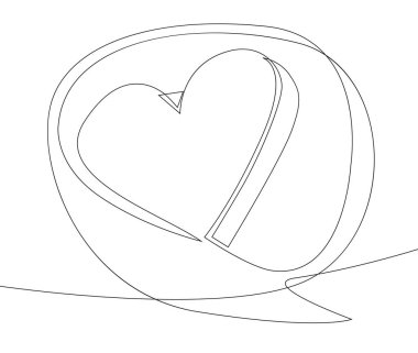 Heart 'la aralıksız bir konuşma cümlesi. İnce Çizgili Resim Vektörü Sevgililer Günü konsepti. Contour Yaratıcı Fikirler Çiziyor.