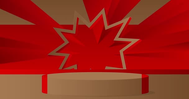 Animación Visualización Productos Mockup Rojo Marrón Cilindro Pedestal Podium Video — Vídeo de stock
