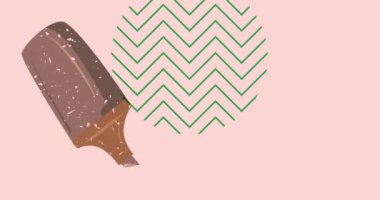 Geometrik şekilli Risograph Keçeli Kalem animasyonu. Moda riso grafik tasarım videosunda nesne taşınıyor.