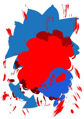 Mavi ve kırmızı graffiti konuşma balonu. Soyut Çağdaş Mesajlaşma tabelası sokak sanatı dekorasyonu, Tartışma simgesi kentsel resim tarzında icra edildi.