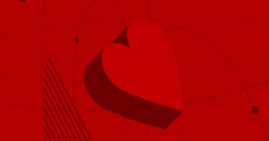 Red Heart geometrik grafik retro temalı arka plan animasyonu. Minimum Sevgililer Günü geometrik elementleri. Klasik soyut şekiller video.