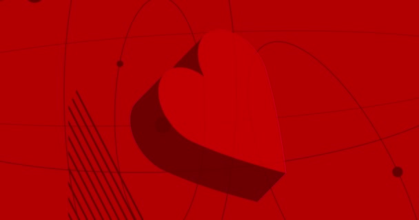 Red Heart Geometrisk Grafisk Retro Tema Bakgrund Animation Minimala Geometriska — Stockvideo