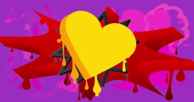 Heart Graffiti etiket animasyonu. Soyut Sevgililer Günü modern sokak sanatı video dekorasyonu şehir boyama tarzında gerçekleştirildi.