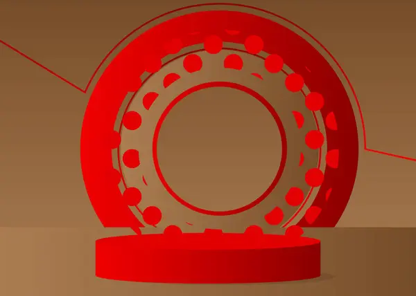 红色和棕色模型产品的展示 矢量圆筒基座平台 用于演示的最小几何形式的舞台展示 — 图库矢量图片#