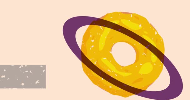 Geometrik Şekilli Risograph Doughnut Animasyonu Moda Riso Grafik Tasarım Videosunda — Stok video