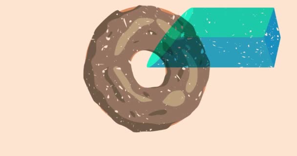 Risograph Doughnut Mit Animation Geometrischer Formen Bewegtes Objekt Trendigen Rico — Stockvideo