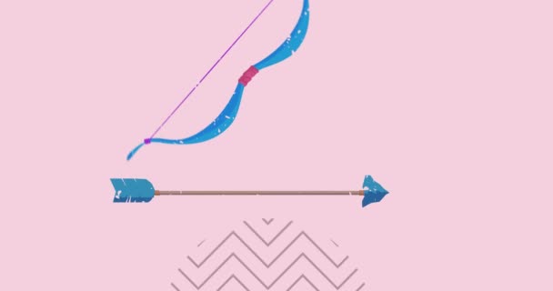 Risógrafo Arco Flecha Con Formas Geométricas Animación Objeto Movimiento Video — Vídeos de Stock