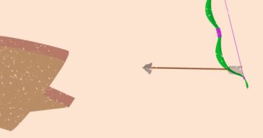 Risograph yay, ok ve geometrik şekilli konuşma balonu animasyonu. Moda riso grafik tasarım videosunda nesne taşınıyor.