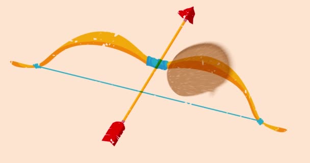 Risograph Bow Săgeată Balon Vorbire Animație Forme Geometrice Obiect Mișcare — Videoclip de stoc