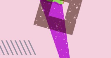 Geometrik şekilli Risograph Hand Testere animasyonu. Moda riso grafik tasarım videosunda nesne taşınıyor.