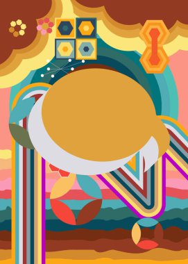 Retro 70 'lerin Konuşma Baloncuğu ile Geçmişi. Harika Sohbet, 1970 'lerin sanat şablonu. Minimalist Vintage tasarım posteri. Eski moda renkli sanat eserleri.