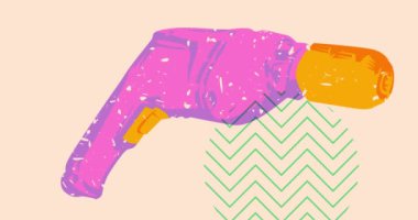 Risograph Drill, geometrik şekilli Güç Aracı animasyon. Moda riso grafik tasarım videosunda nesne taşınıyor.